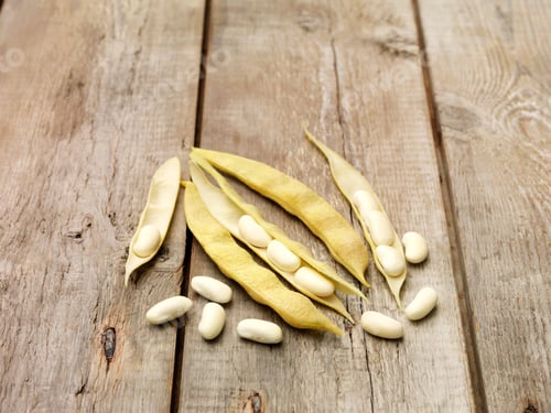 Preview: Still life of cannellini beans (also known as white kidney beans) on wooden table