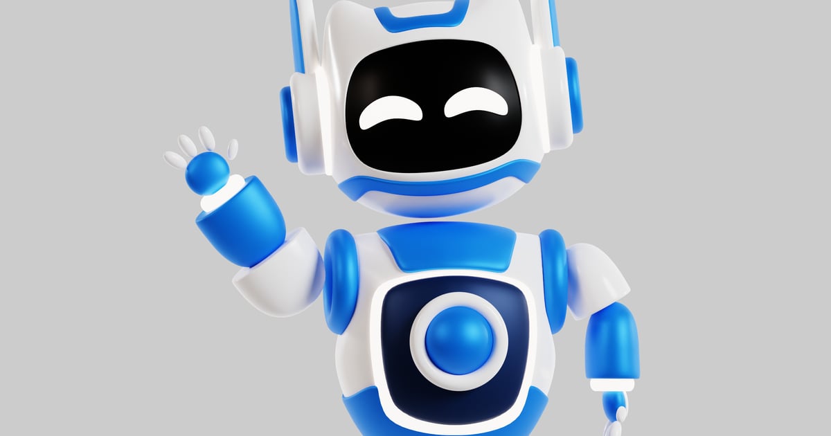 Blue and White Automaton with Distinctive Black Face 3D, Incl. ai ...