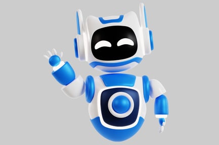 Preview: Blue and White Automaton with Distinctive Black Face