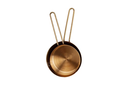 Preview: Two Golden Metal Sauce Pans Isolated