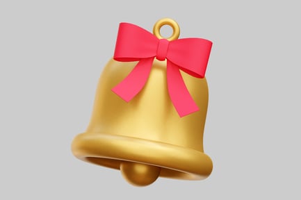 Visualização: Sino dourado elegante com laço vermelho