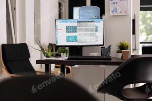 Preview: Workplaces with computers and documents on the table
