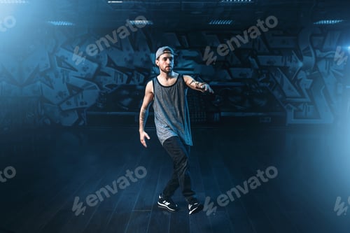 Preview: Male rapper in dance studio, trendy lifestyle