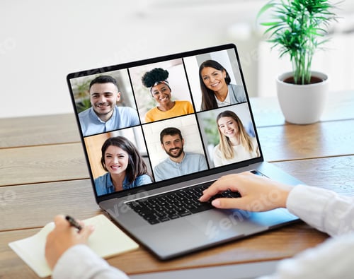 Preview: meeting online business communication computer technology video conference laptop call team friend