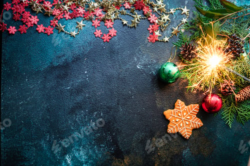 Preview: Christmas Background Cookies Gingerbread And Coffee On The Table Festive Holiday Party New Year