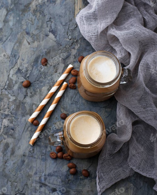 Preview: Coffee with milk in jar