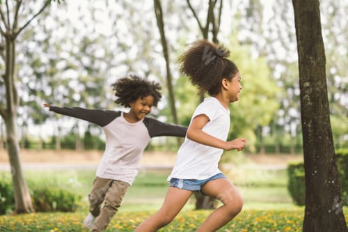 Preview: Cute african american little kid playing outdoor