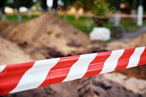 Preview: Red and white barrier tape protect danger place