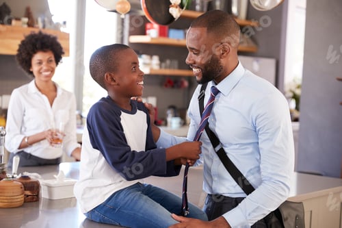 Preview: Father Saying Goodbye To Son As He Leaves For Work