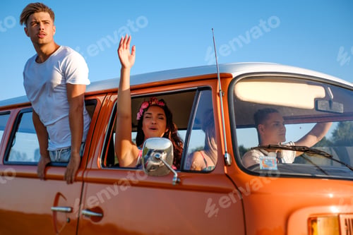 Preview: Hippie friends in a van on a road trip
