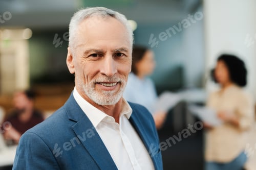 Preview: Confident, smiling mature man, elderly businessman wearing suit, looking at camera