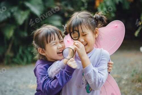 Preview: Happiness of sibling children while playing together. Exploration and learning of kids concept.