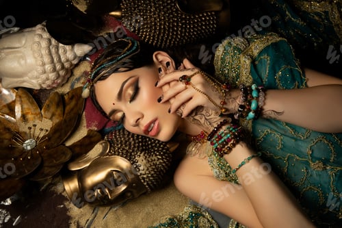 Preview: beautiful arabic style bride in ethnic clothes