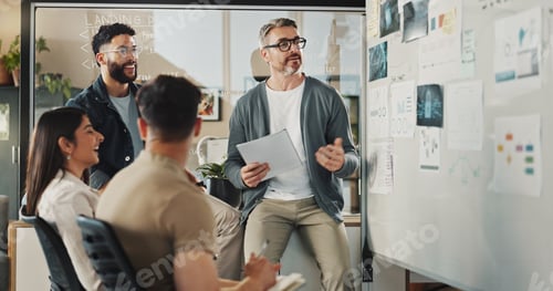 Preview: Diversity, group of people and presentation in office for collaboration, brainstorming and planning