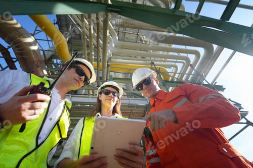 Preview: Professional engineer working in a petroleum refinery, Oil refinery and gas processing plant.