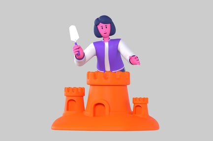 Preview: Cartoon girl building sandcastle