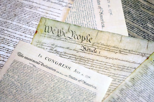Preview: Close up of Constitution of the United States of America with the Declaration of Independence