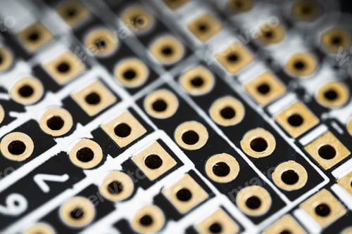 Preview: Fragment of a black printed circuit computer board with tracks