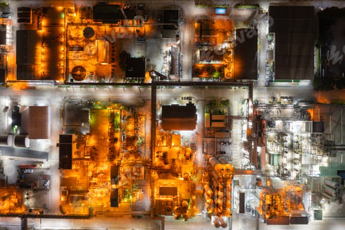 Preview: Aerial view of petrochemical oil refinery and sea in industrial engineering concept in Bangna