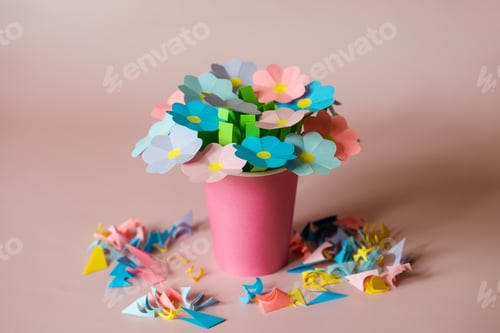 Preview: summer paper craft for kids. create art for children bouquet
