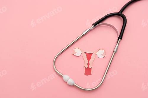 Preview: Stethoscope with Uterus Illustration on Pink Background