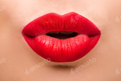 Preview: close up of woman with red lipstick