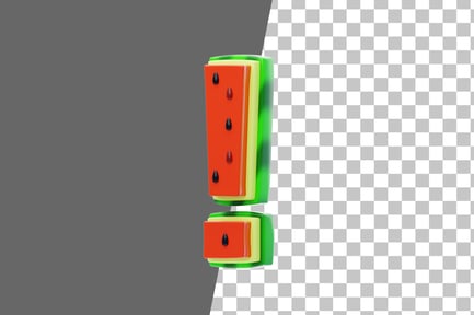 Preview: Watermelon Exclamation Sign 3D Icon