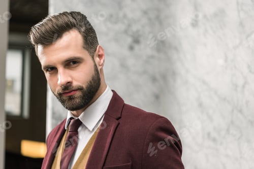 Preview: portrait of confident businessman in formal wear looking at camera