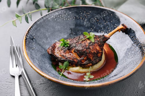 Preview: Gourmet duck confit on elegant plate