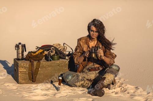 Preview: Post apocalyptic Woman Outdoors in a Wasteland