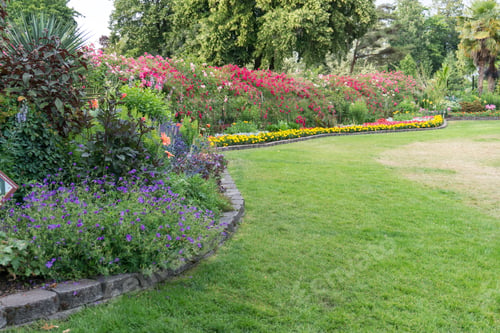 Preview: A View Of A Lawn And Flower Garden At Point Defiance Park In Tacoma, Washington.