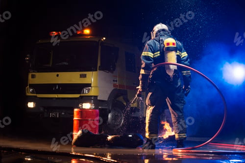 Preview: Muscular firefighter on mission