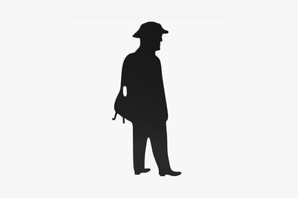 Preview: Silhouetted figure with briefcase and cap