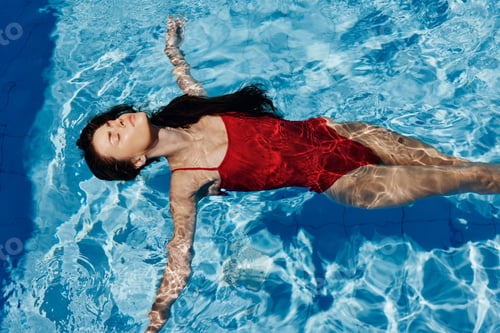Preview: Woman summer young beauty blue water pool female