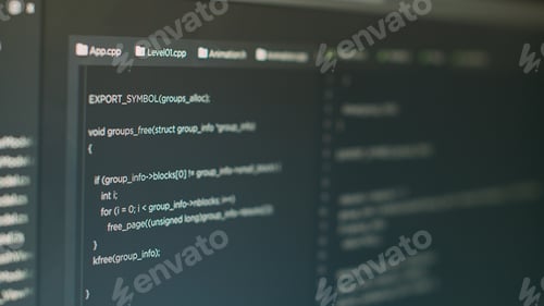 Preview: Program code and online cloud database on computer screen