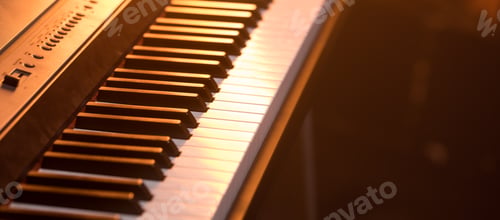 Preview: piano keys close-up, on a beautiful colored background