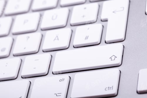 Preview: White aluminum keyboard in close up