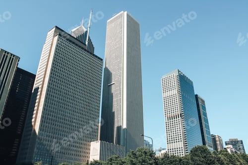 Preview: Big buildings in the city on a clear sunny day, career growth