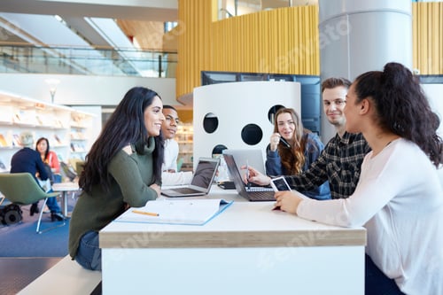Preview: University students using laptops and digital tablet, working together