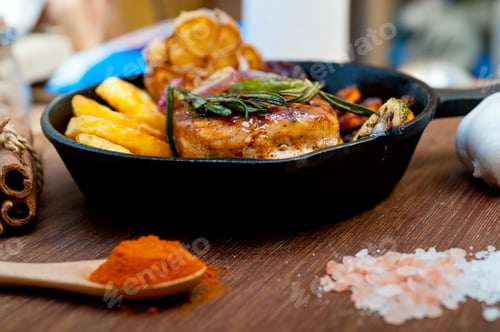Preview: roasted grilled BBQ chicken breast with herbs and spices
