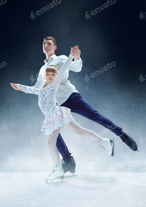 Preview: Little girl figure skating at the indoor ice arena.