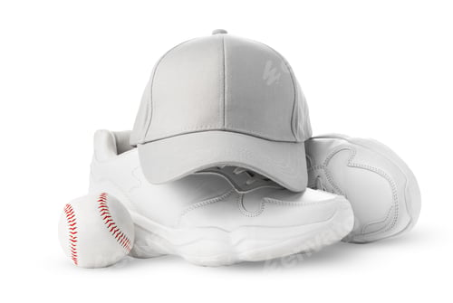 Preview: Baseball Cap, White Sneakers, and Ball on a white Background