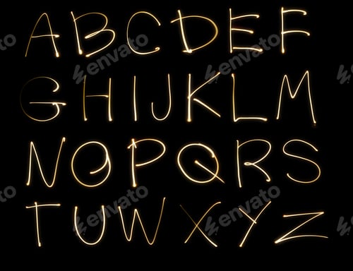 Preview: Neon handwritten doodle lettering alphabet design elements glowing light.