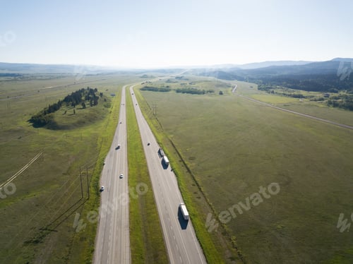 Preview: Aerial view of Trans-Canada Highway during a vibrant sunny summer day