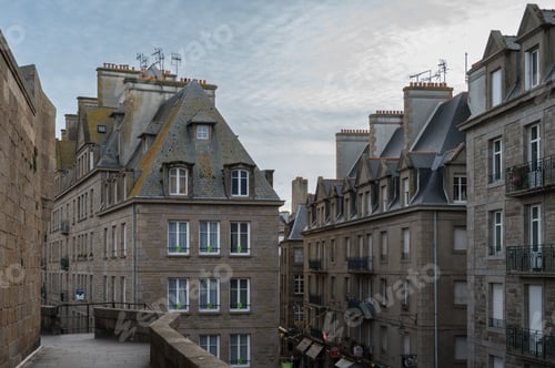 Preview: Architectural detail of the classic stone buildings of the town of Saint Malo in France