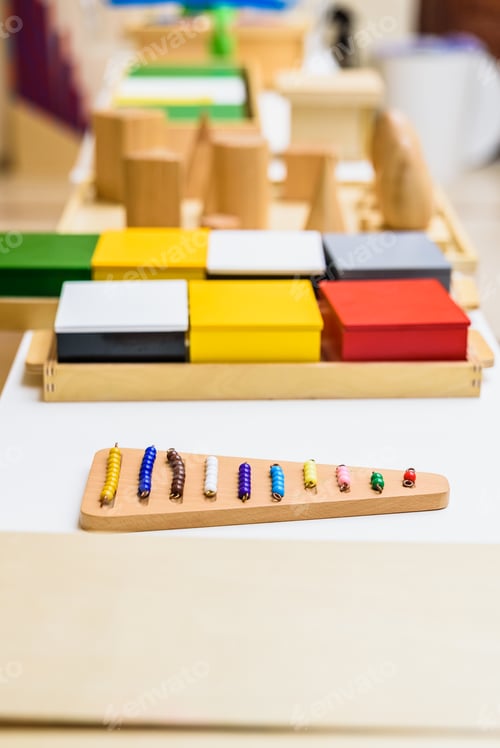 Preview: Different types of montessori educational material for use in schools for children in primary