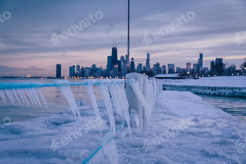 Preview: Frozen Michigan lake in Chicago.