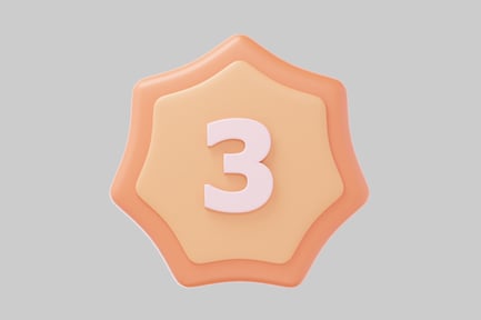 Preview: Stylized Star Badge with Number 3
