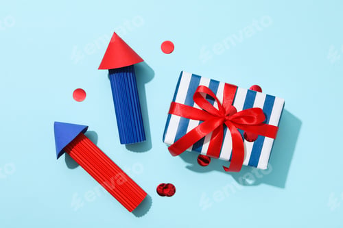 Preview: Composition for 4 july, Independence Day of USA, top view