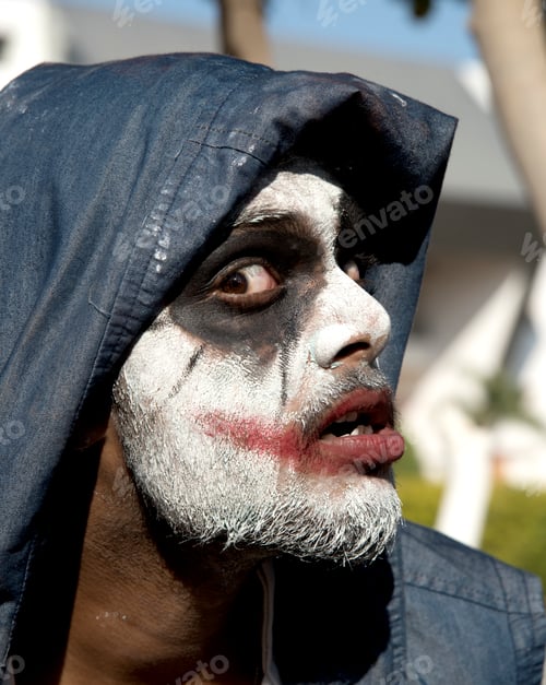 Preview: Close-up portrait of a horrible scary zombie man. Horror. Halloween.